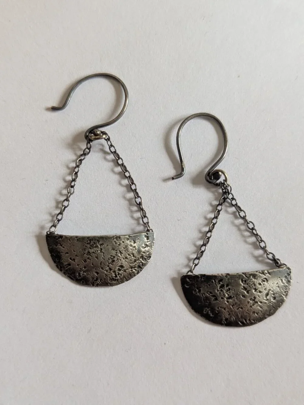 Artisan Hand Made 925 Sterling Silver Abstract Dangle Hook Earrings